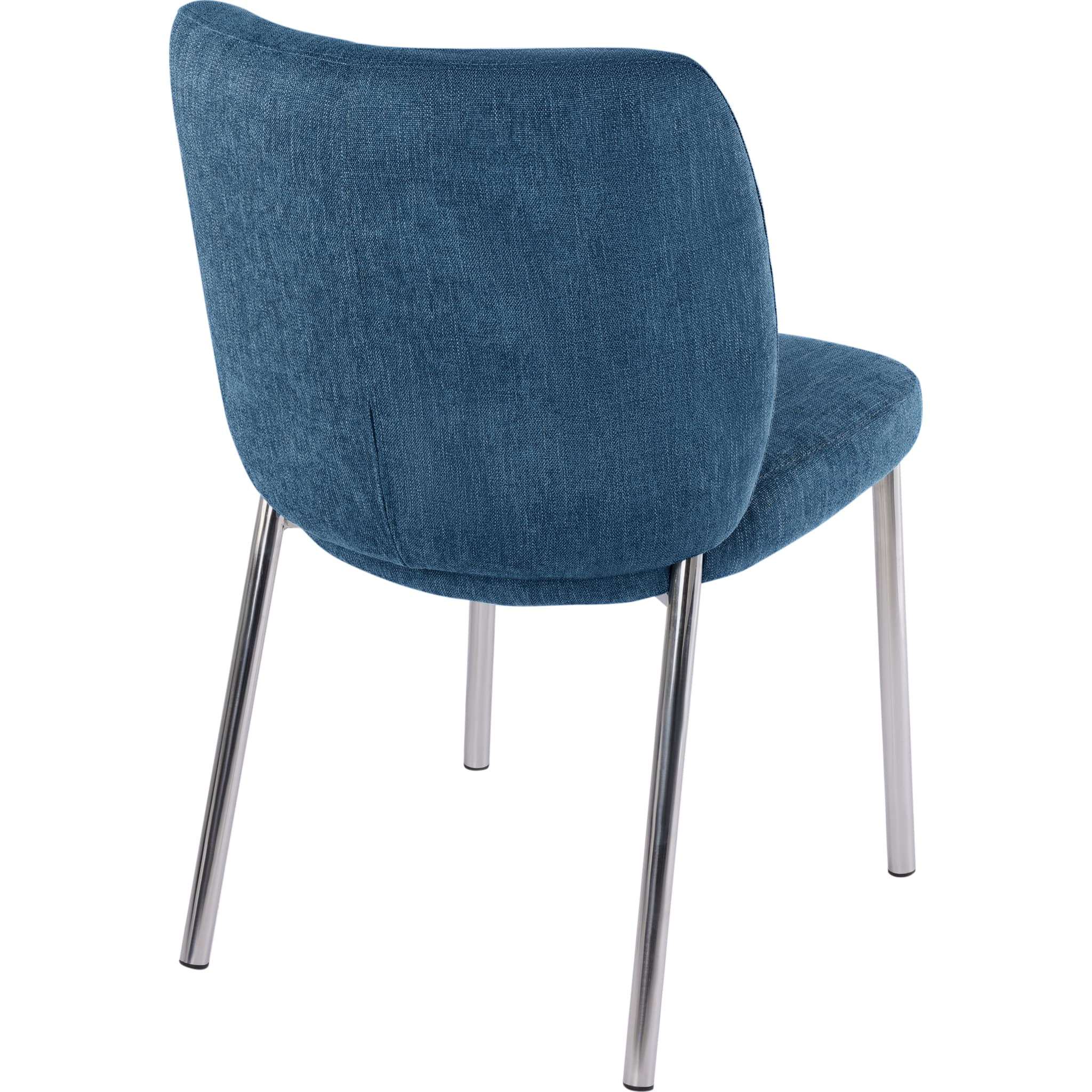 Fomo Chenille-upholstered Stainless Steel Base Dining Chair in Azure