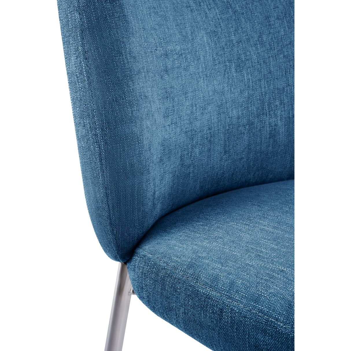 Fomo Chenille-upholstered Stainless Steel Base Dining Chair in Azure