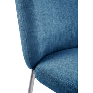 Fomo Chenille-upholstered Stainless Steel Base Dining Chair in Azure