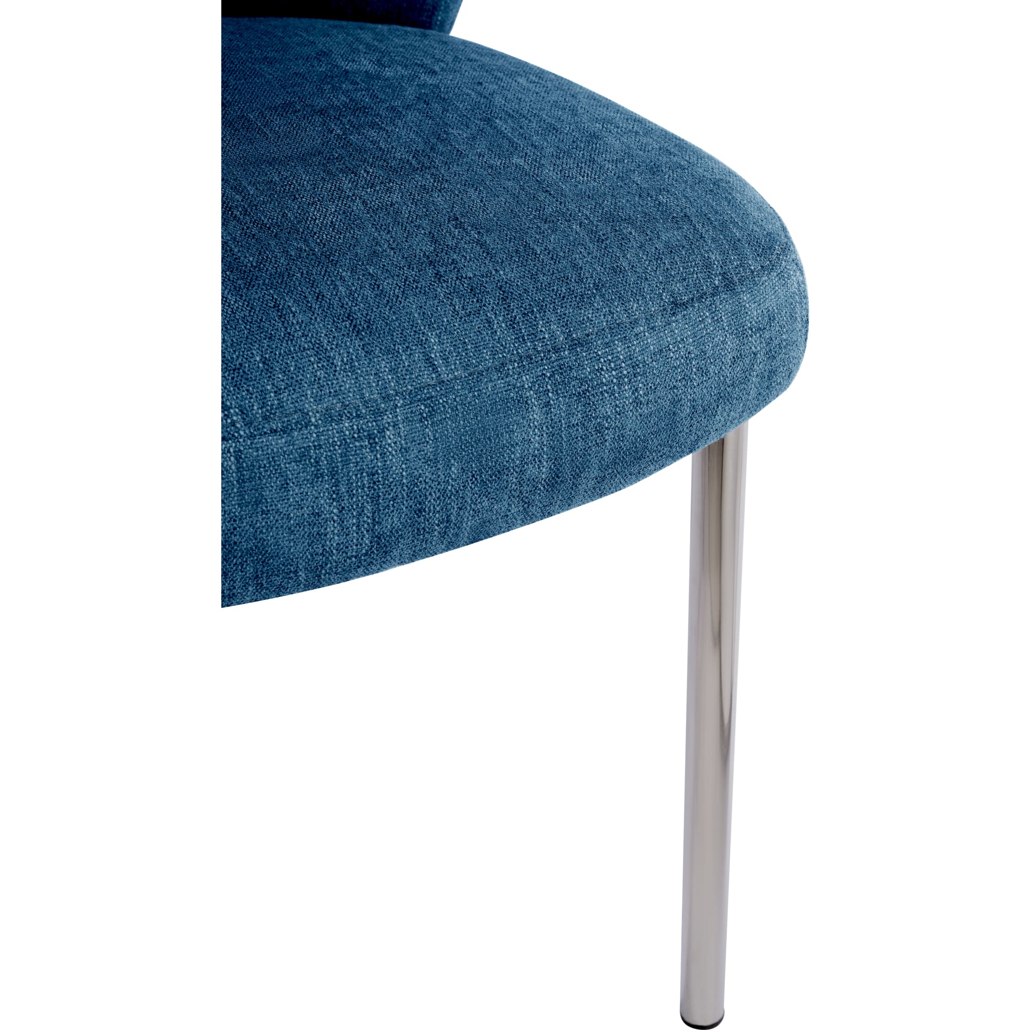 Fomo Chenille-upholstered Stainless Steel Base Dining Chair in Azure