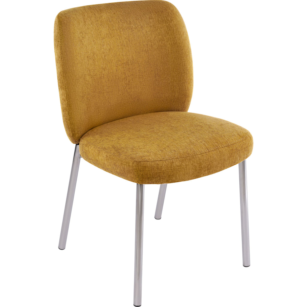 Fomo Chenille-upholstered Stainless Steel Base Dining Chair in Pineapple