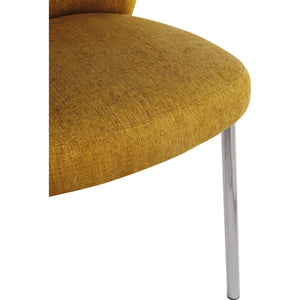 Fomo Chenille-upholstered Stainless Steel Base Dining Chair in Pineapple