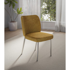 Fomo Chenille-upholstered Stainless Steel Base Dining Chair in Pineapple