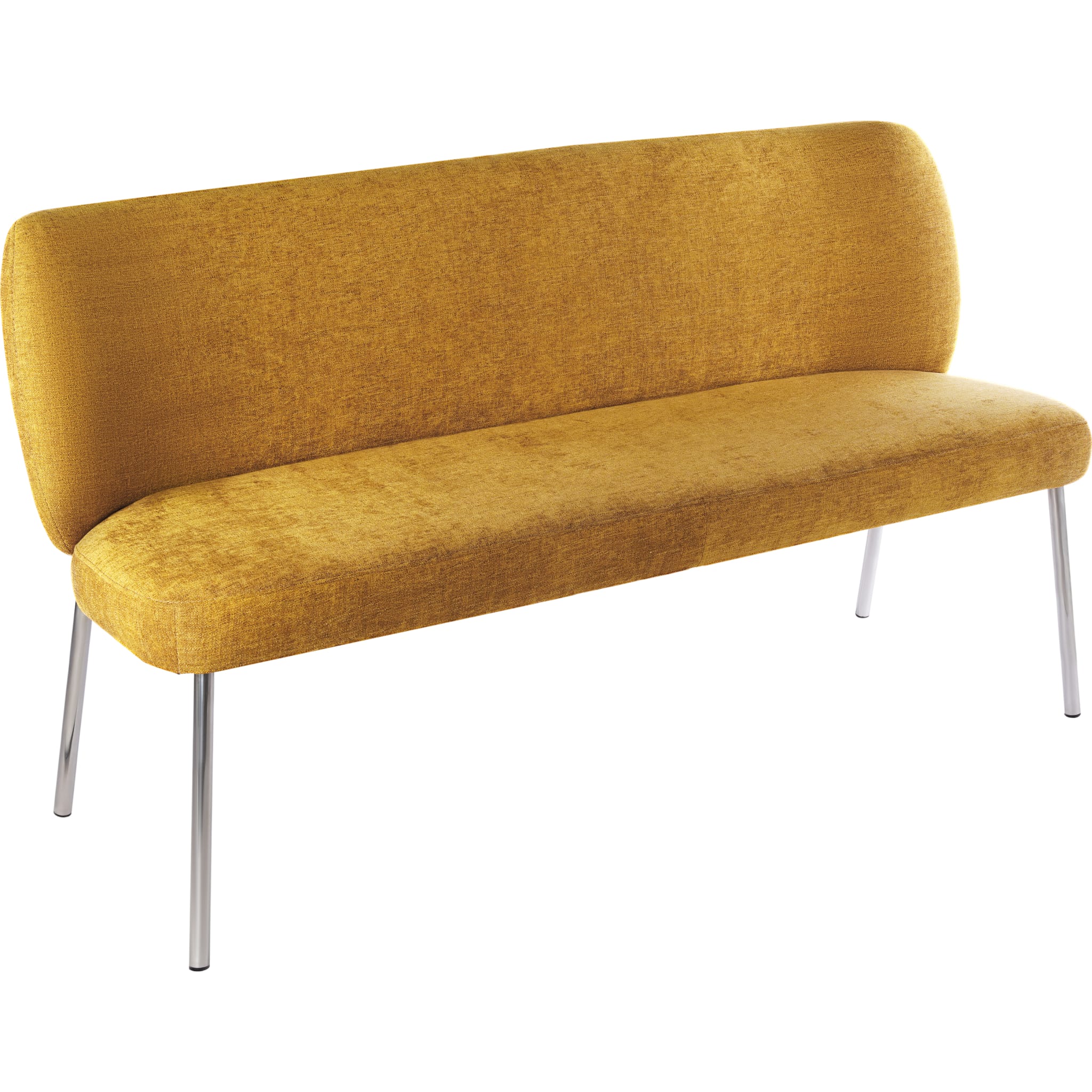 Fomo Chenille-upholstered Stainless Steel Base Settee in Pineapple