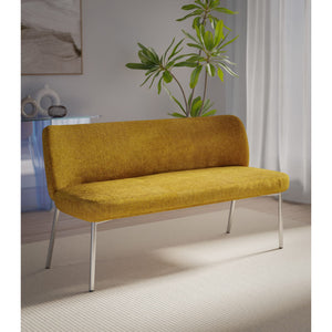Fomo Chenille-upholstered Stainless Steel Base Settee in Pineapple