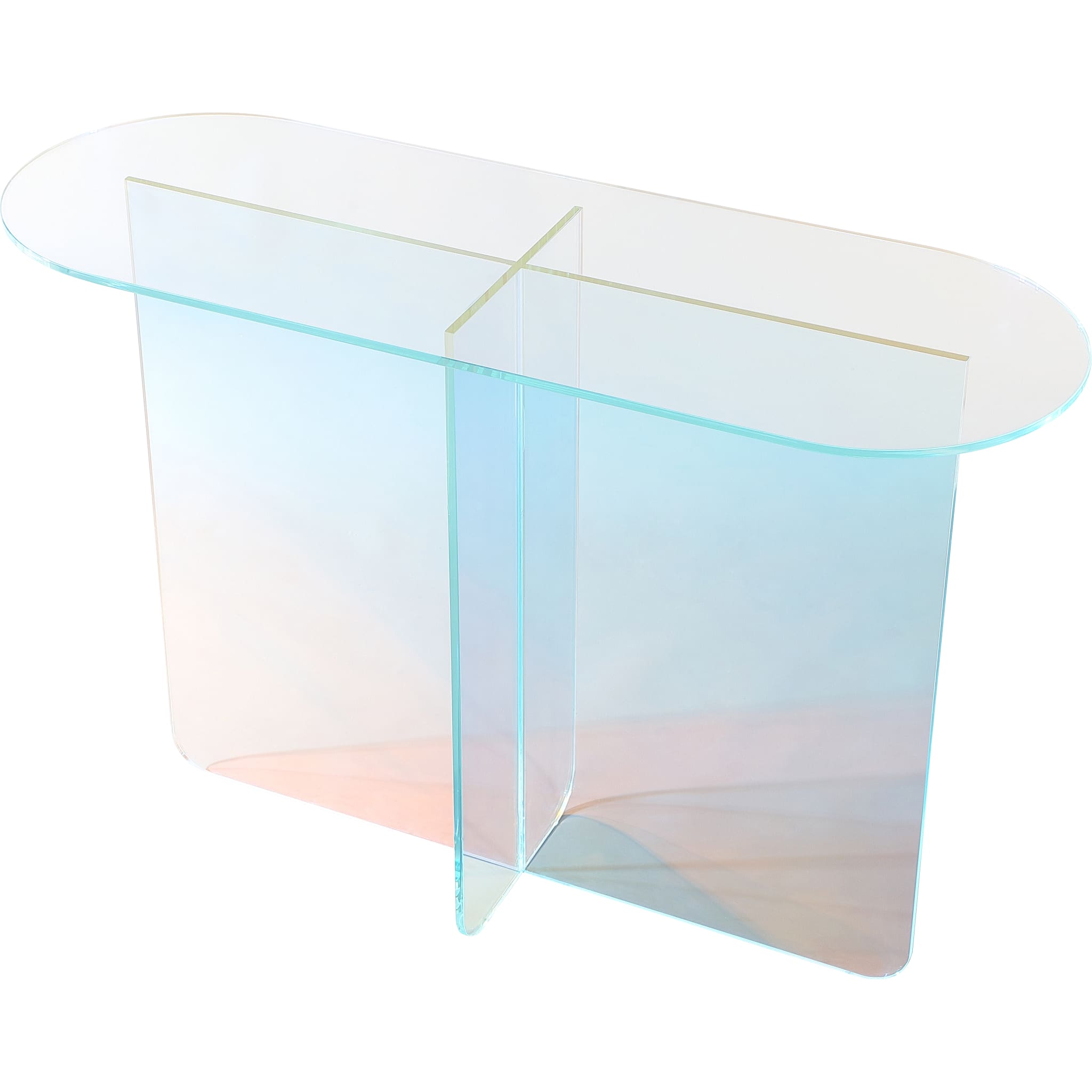 Fomo Console Table in Iridescent Glass