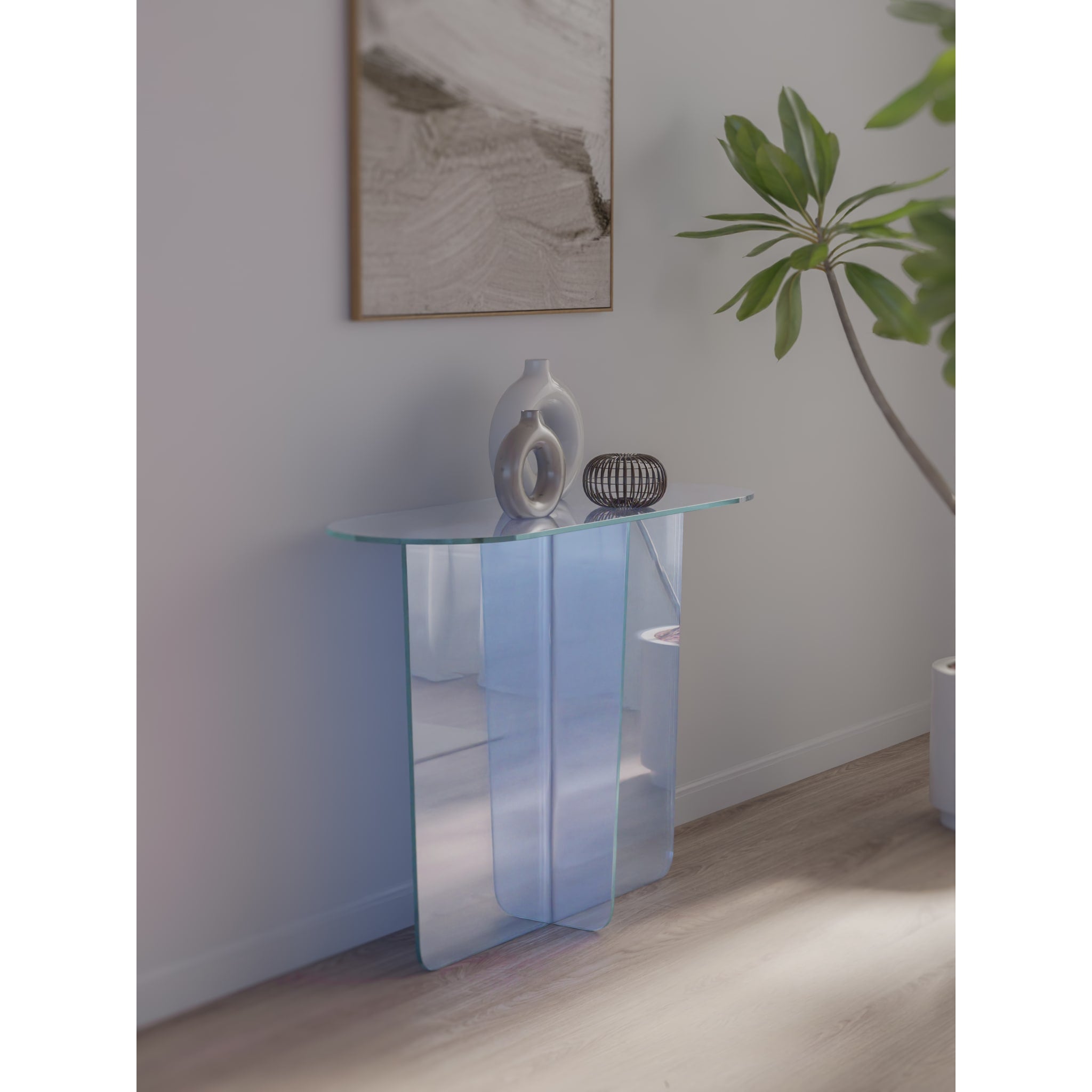 Fomo Console Table in Iridescent Glass