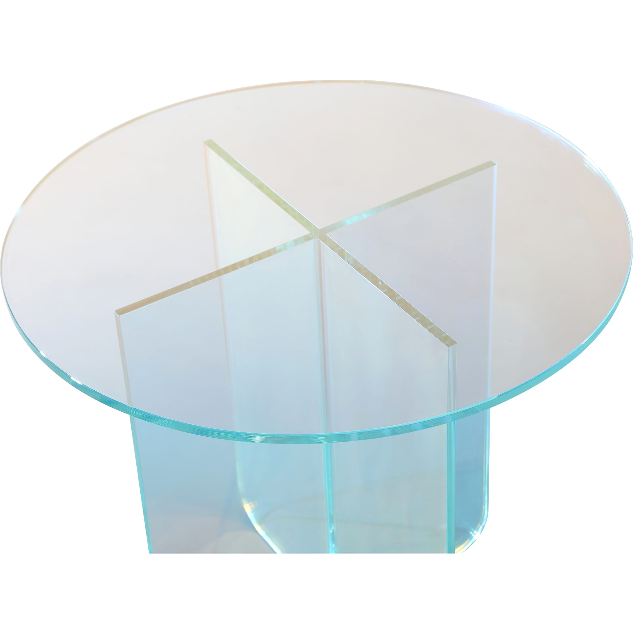 Fomo Large End Table in Iridescent Glass