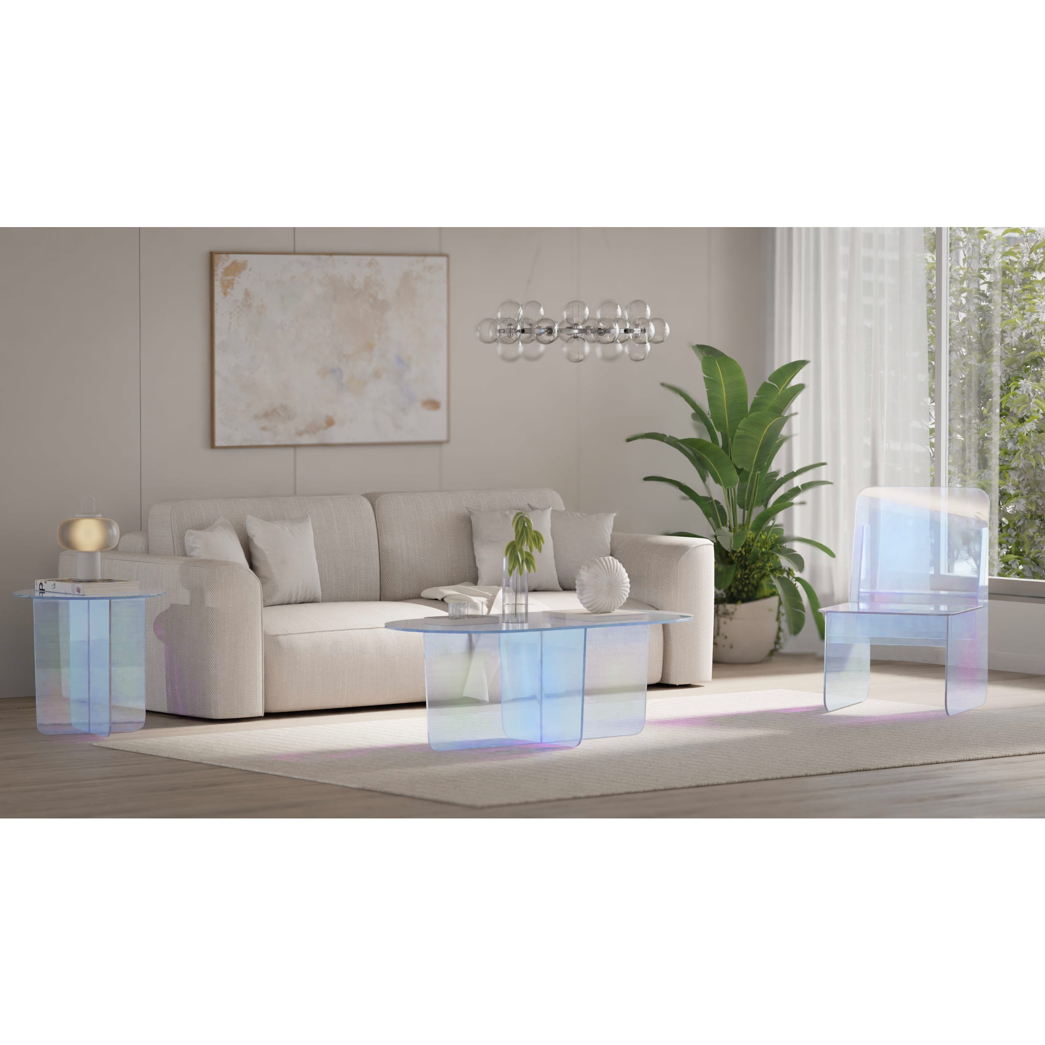 Fomo Large End Table in Iridescent Glass