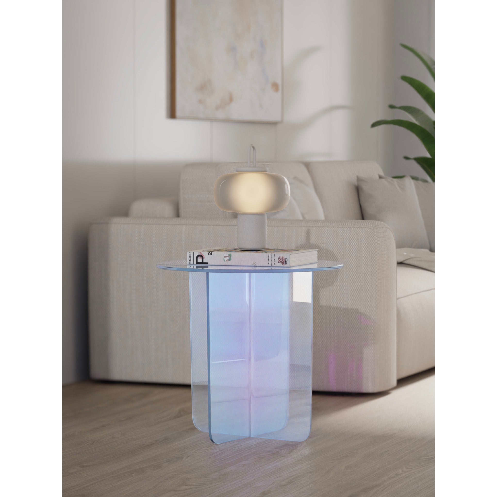Fomo Large End Table in Iridescent Glass