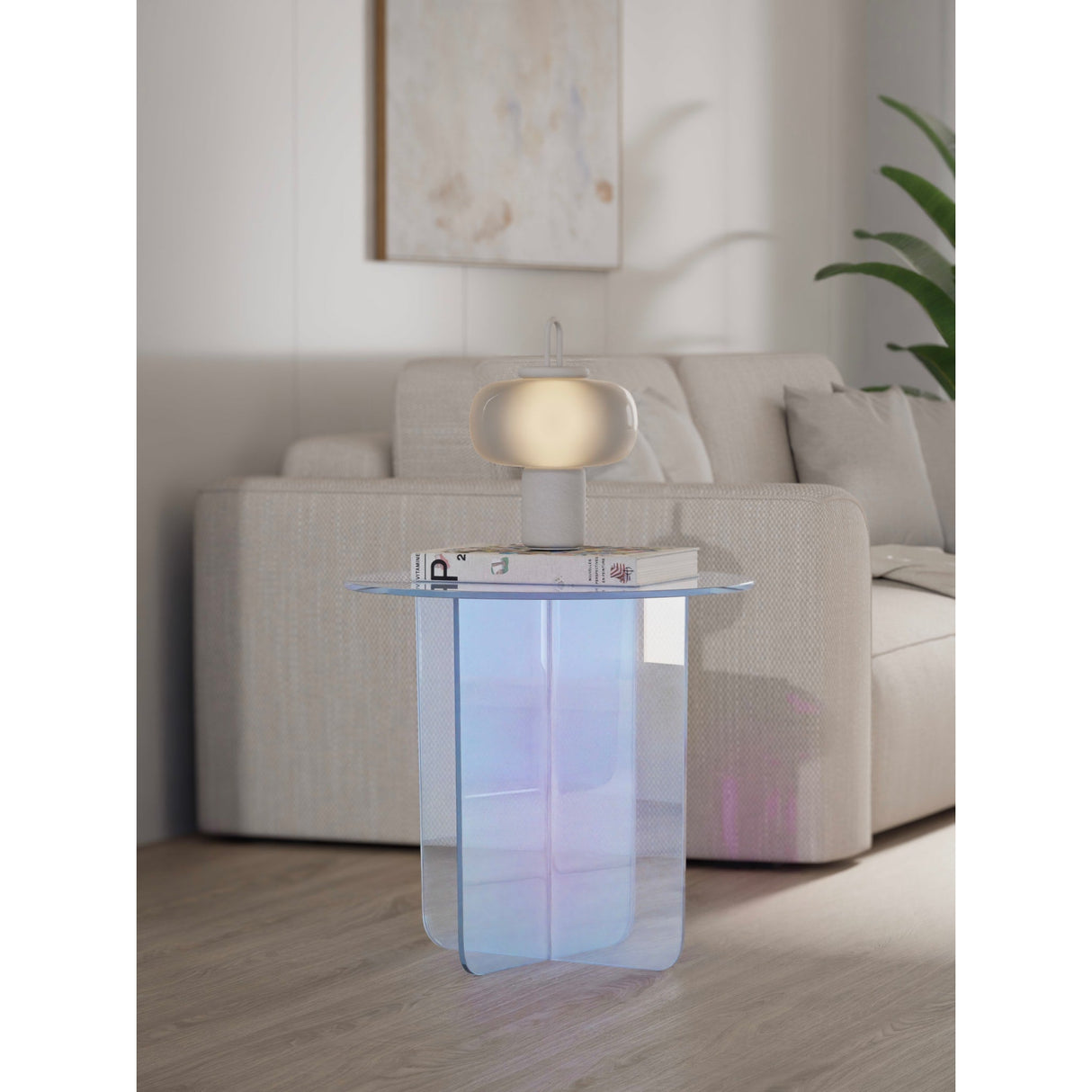 Fomo Large End Table in Iridescent Glass