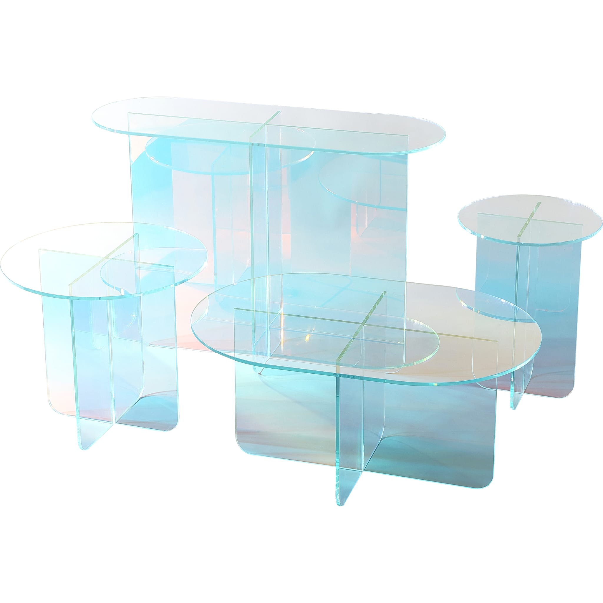 Fomo Small End Table in Iridescent Glass