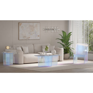 Fomo Small End Table in Iridescent Glass