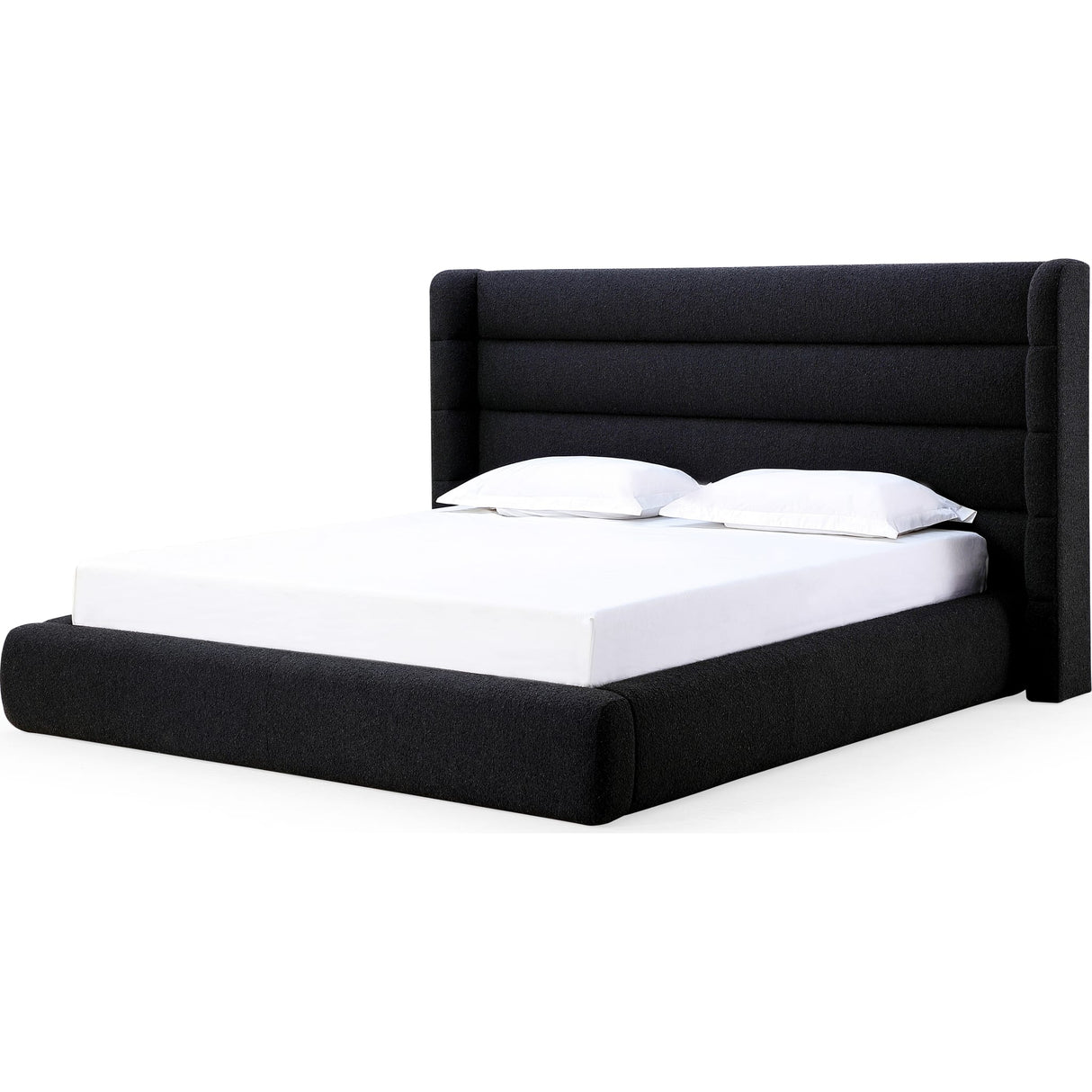 Frank Upholstered Wingback Platform Bed in Ember Boucle