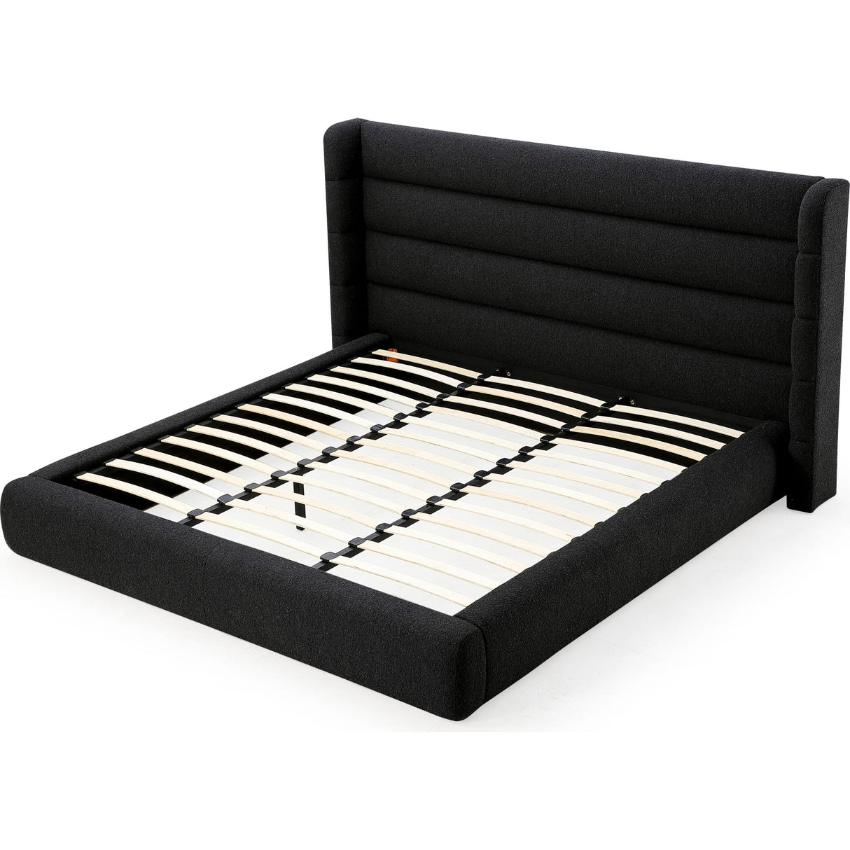 Frank Upholstered Wingback Platform Bed in Ember Boucle