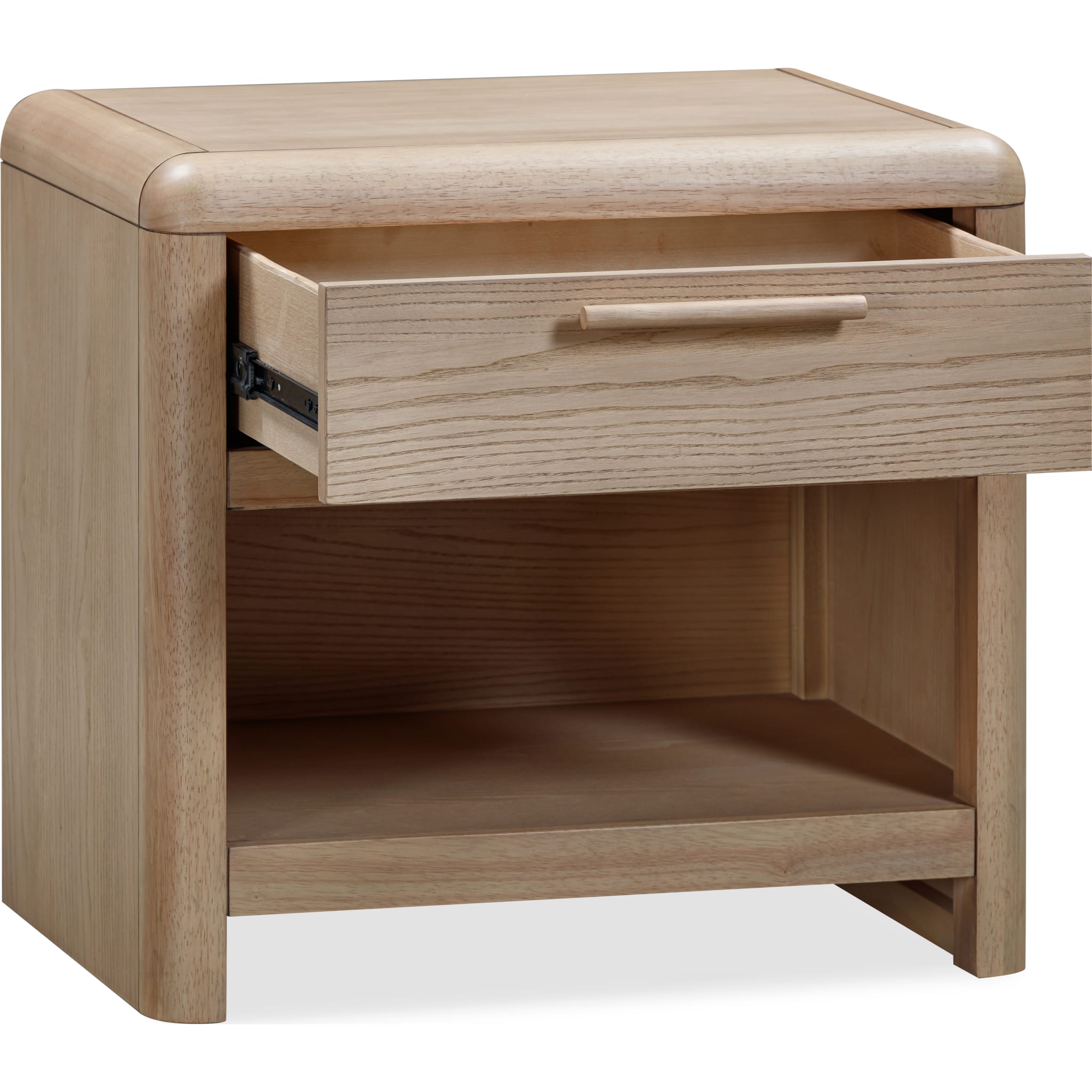 Furano One Drawer One Shelf Ash Wood Nightstand in Ginger