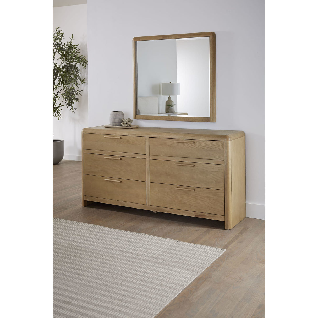 Furano Six Drawer Ash Wood Dresser in Ginger