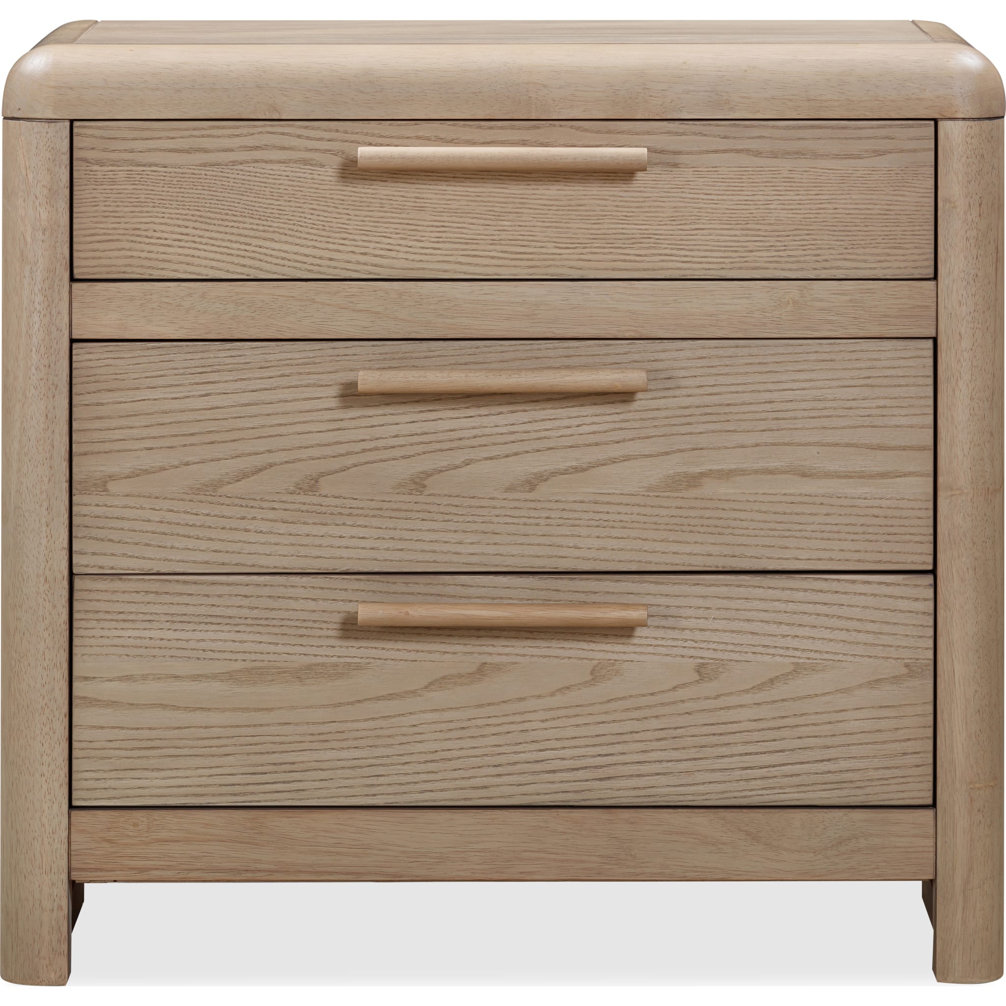 Furano Three Drawer Ash Wood Nightstand in Ginger