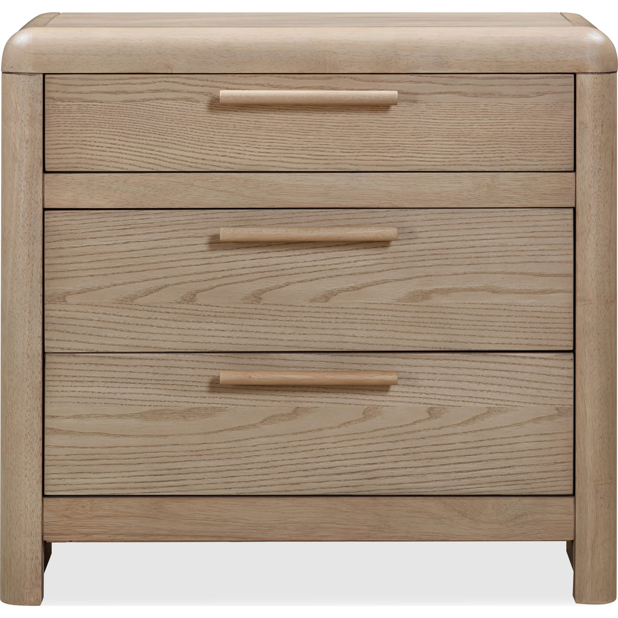 Furano Three Drawer Ash Wood Nightstand in Ginger