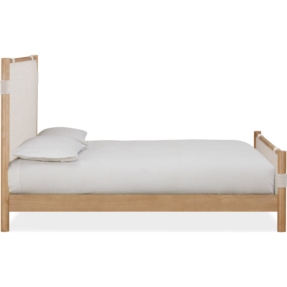 Furano Upholstered Panel Bed in Ginger and Brun Boucle