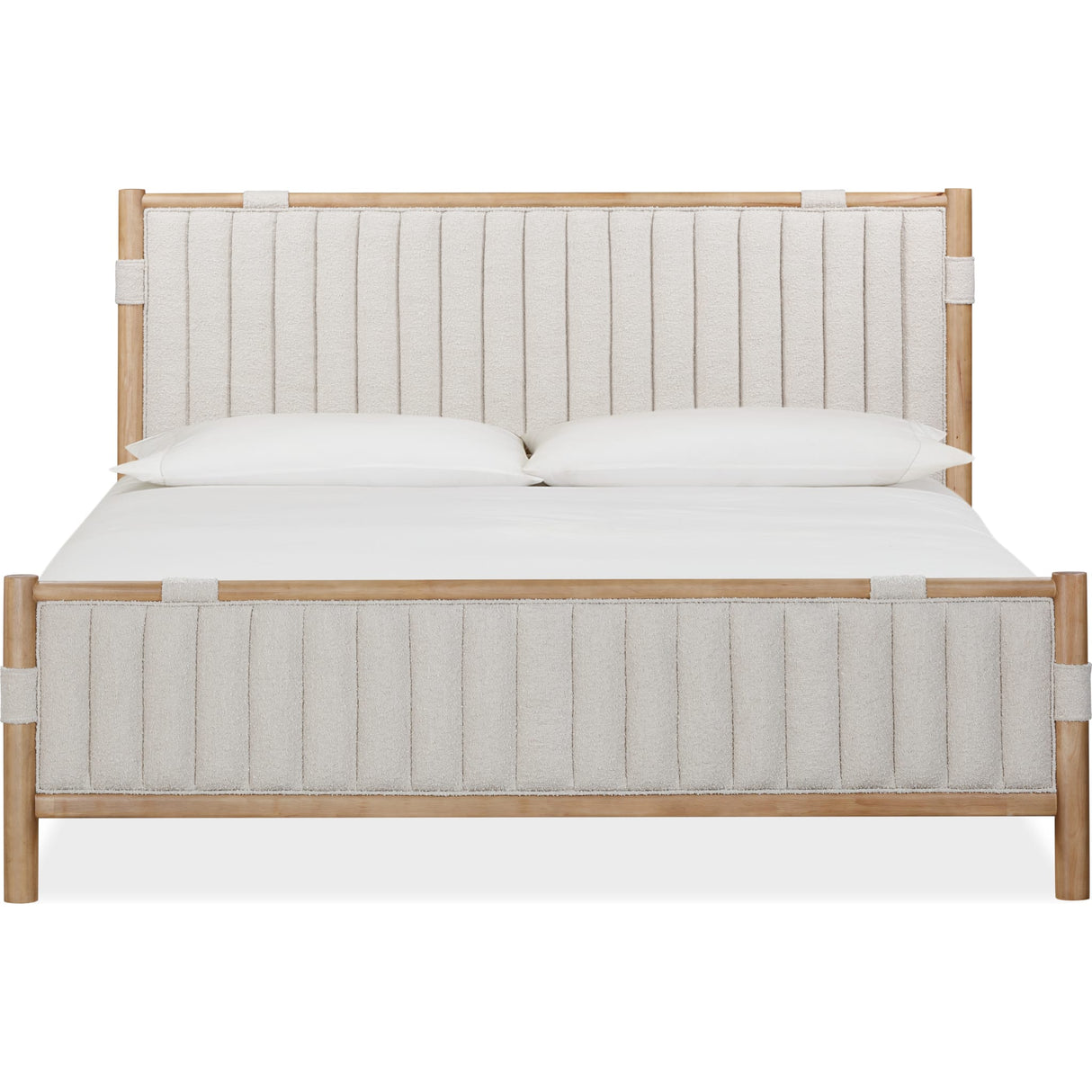 Furano Upholstered Panel Bed in Ginger and Brun Boucle