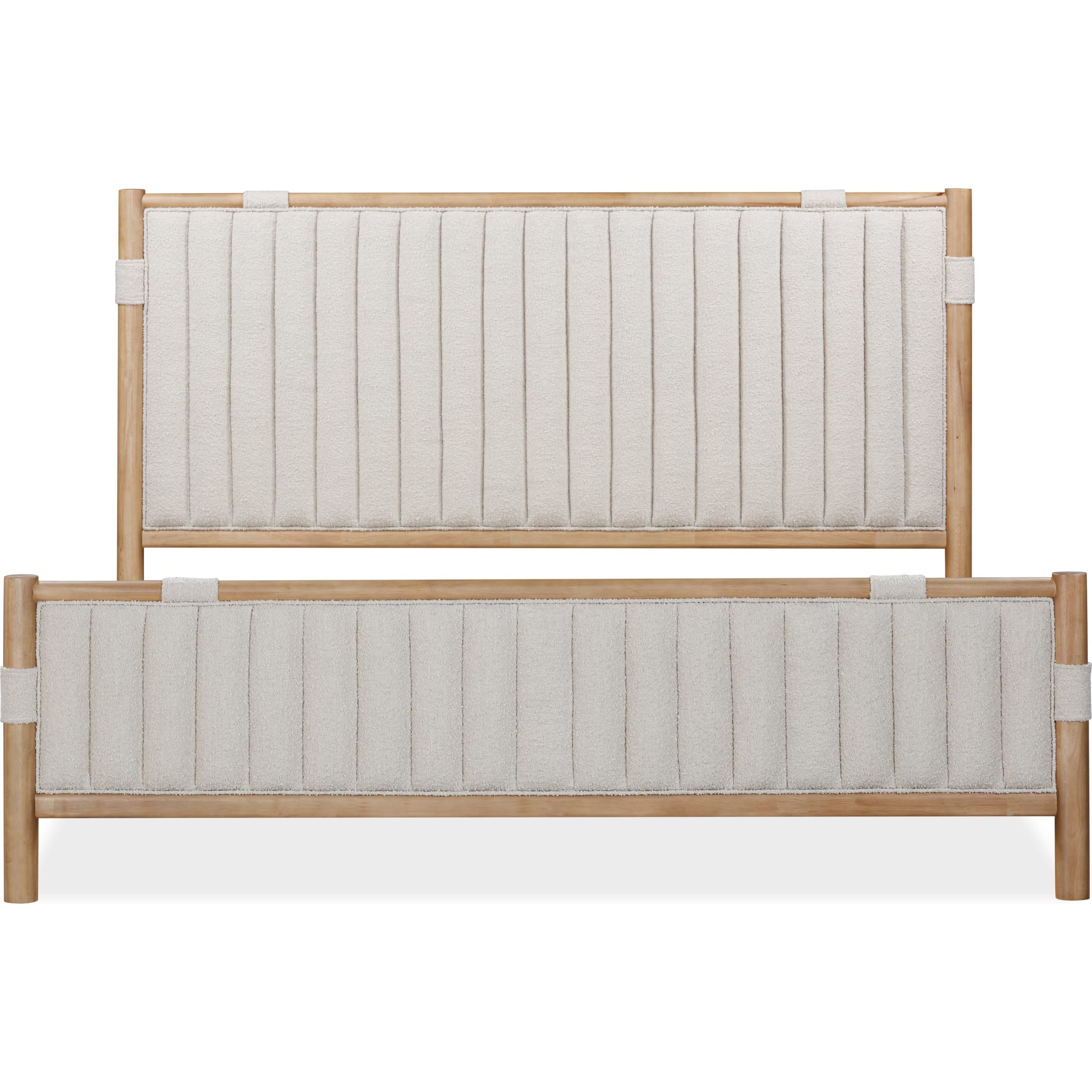 Furano Upholstered Panel Bed in Ginger and Brun Boucle