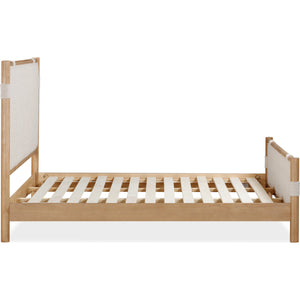 Furano Upholstered Panel Bed in Ginger and Brun Boucle