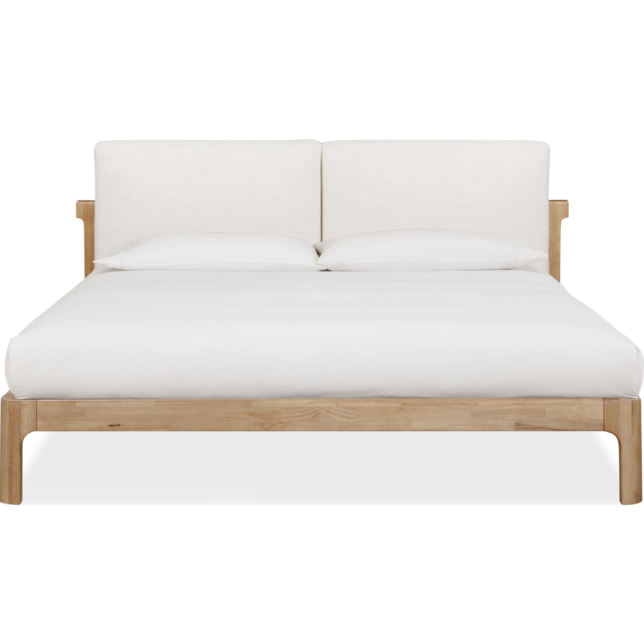Furano Upholstered Two Cushion Platform Bed in Ginger and Natural Linen