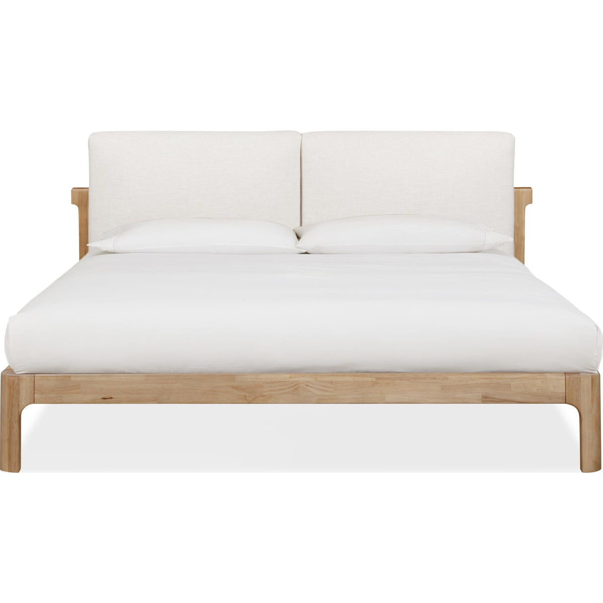 Furano Upholstered Two Cushion Platform Bed in Ginger and Natural Linen
