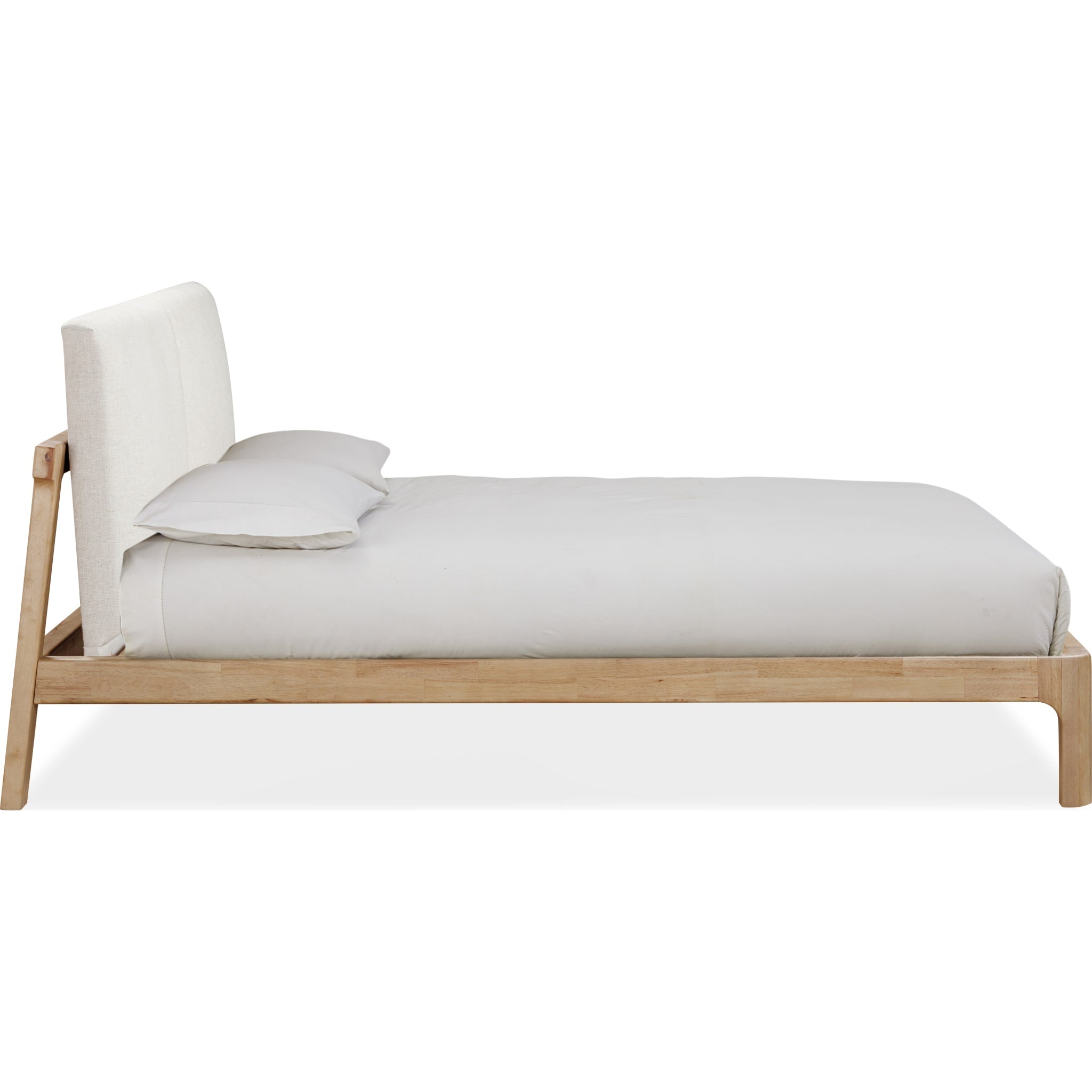 Furano Upholstered Two Cushion Platform Bed in Ginger and Natural Linen