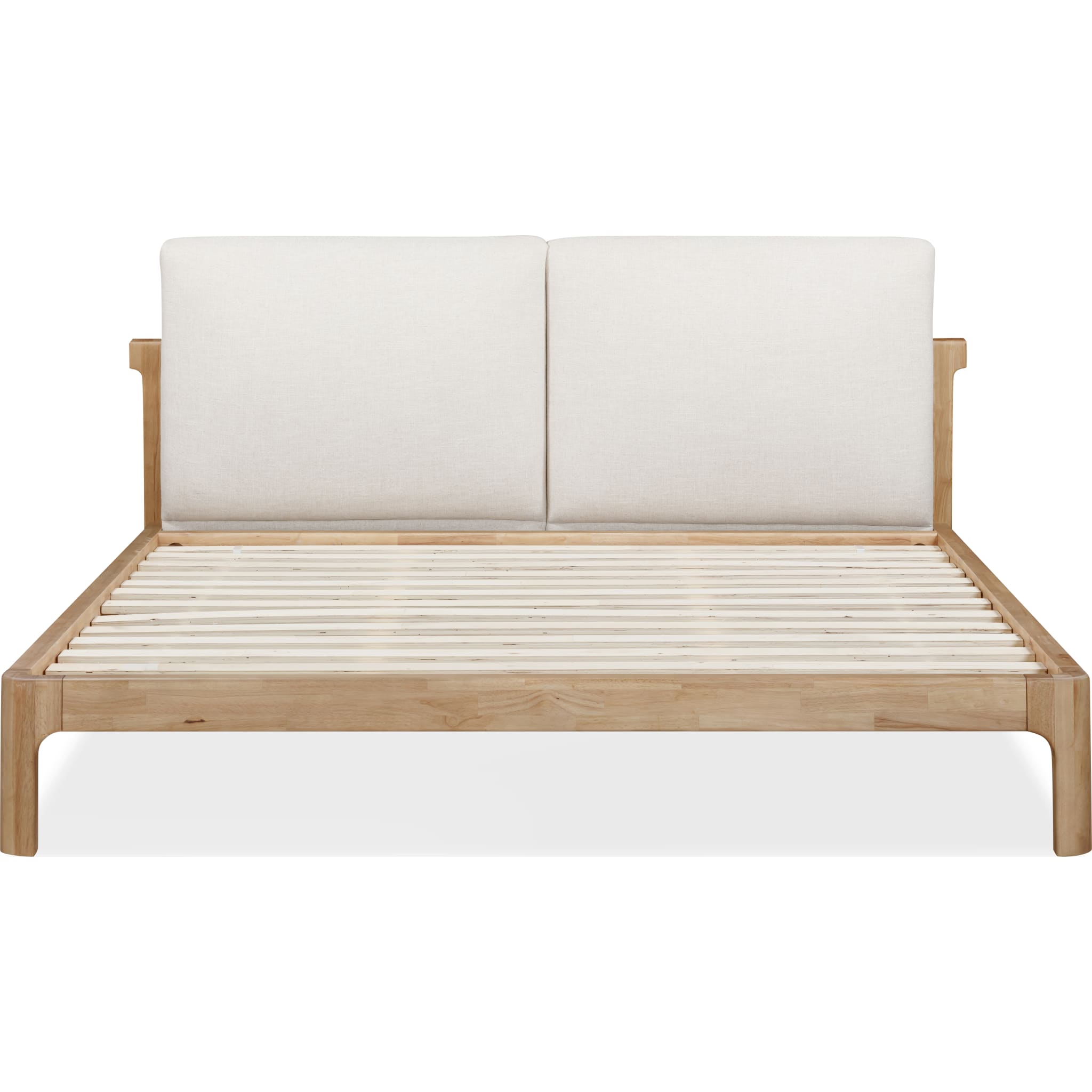 Furano Upholstered Two Cushion Platform Bed in Ginger and Natural Linen