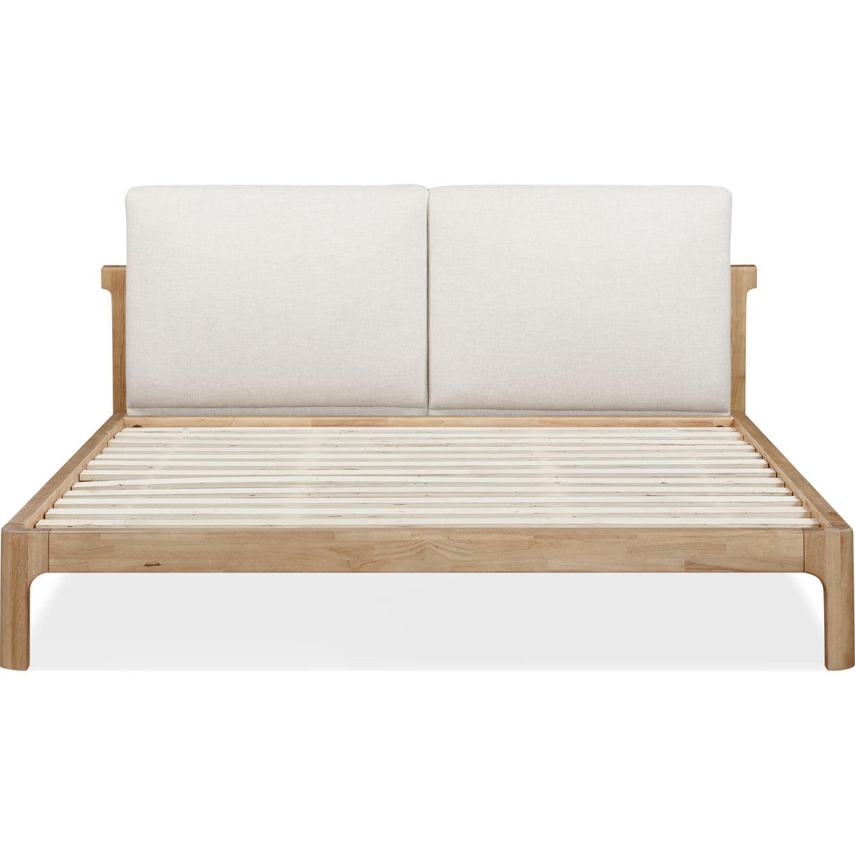 Furano Upholstered Two Cushion Platform Bed in Ginger and Natural Linen