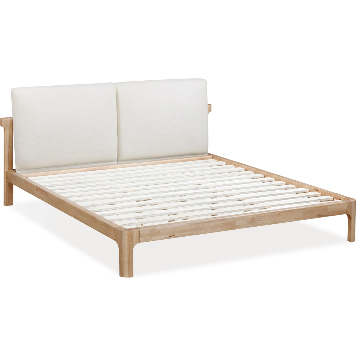 Furano Upholstered Two Cushion Platform Bed in Ginger and Natural Linen