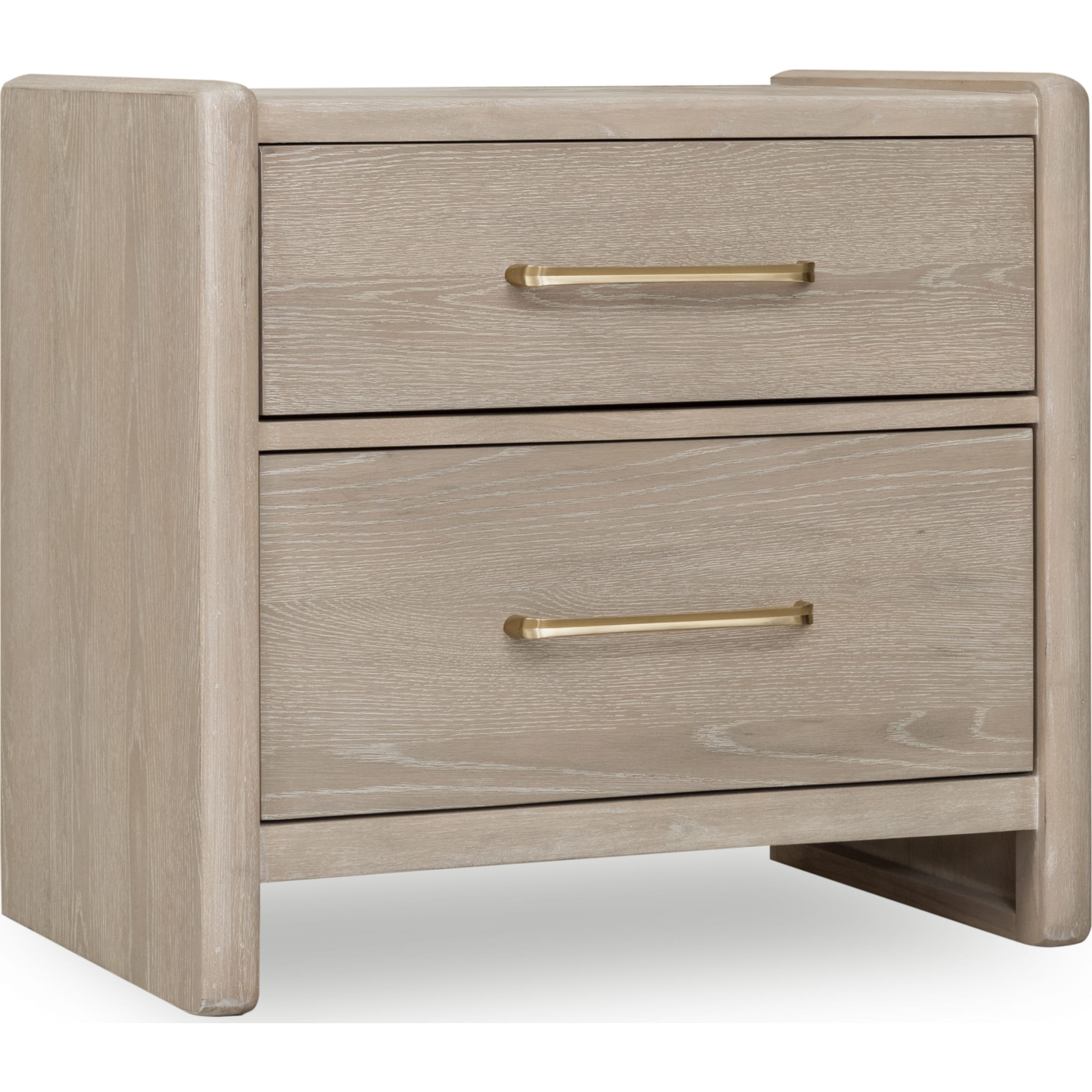Gardenia 2 Drawer Oak Wood Nightstand in Chai
