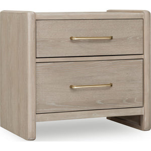 Gardenia 2 Drawer Oak Wood Nightstand in Chai