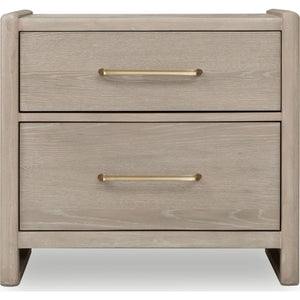 Gardenia 2 Drawer Oak Wood Nightstand in Chai