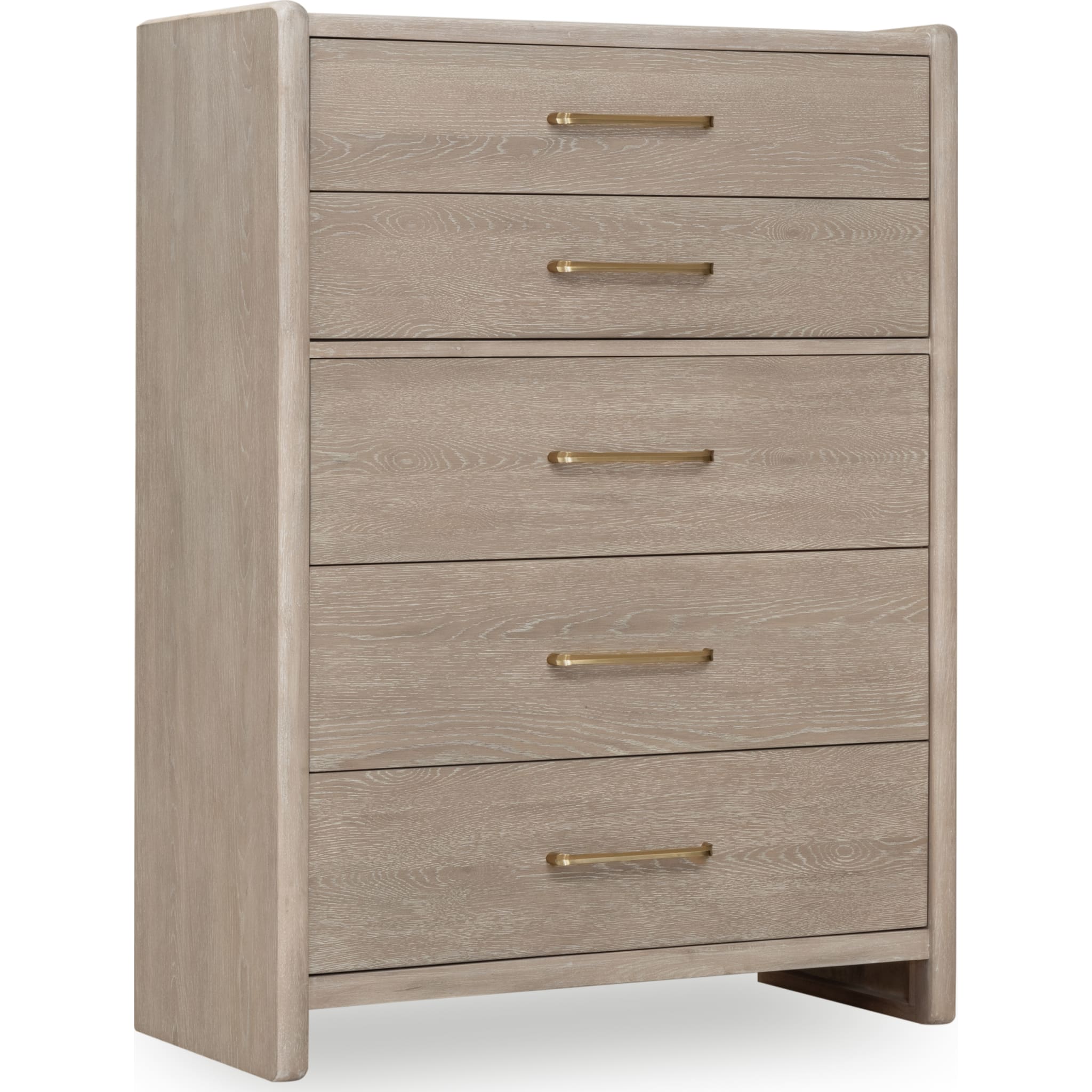 Gardenia Five Drawer Oak Wood Chest in Chai