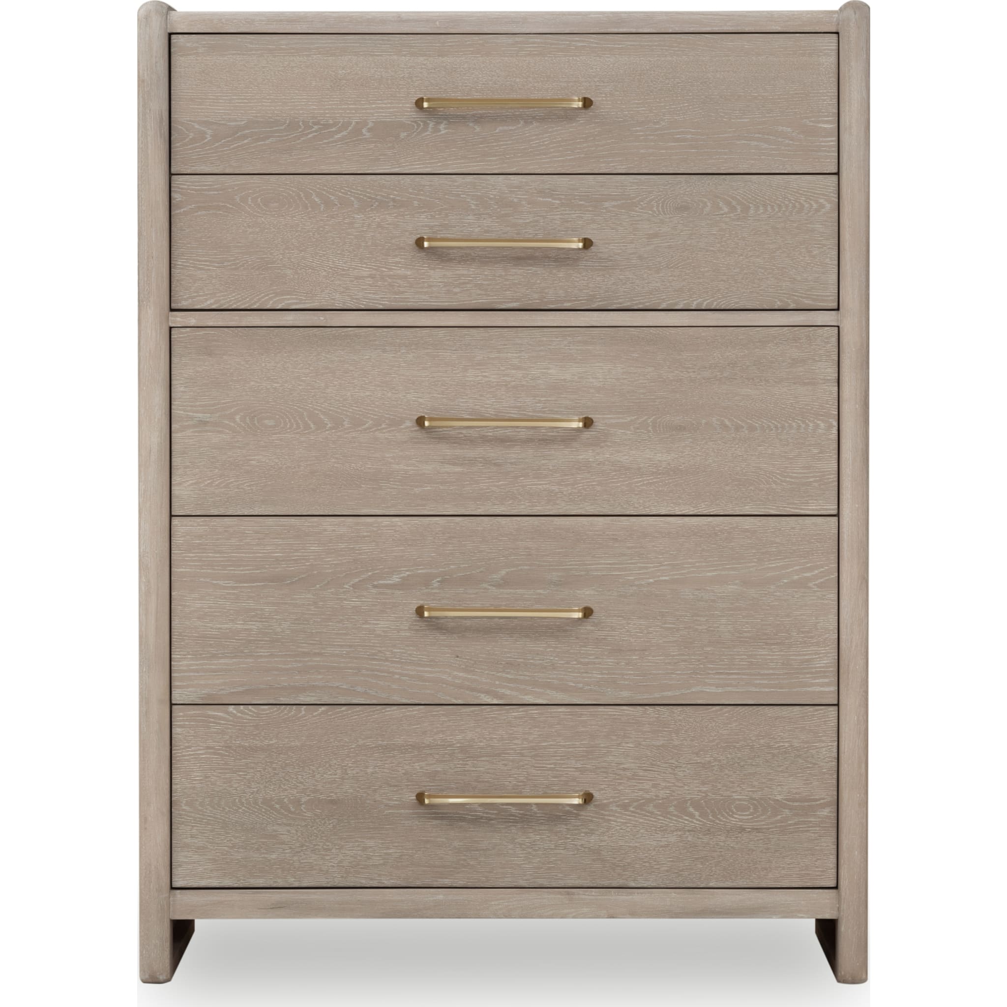Gardenia Five Drawer Oak Wood Chest in Chai