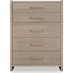 Gardenia Five Drawer Oak Wood Chest in Chai