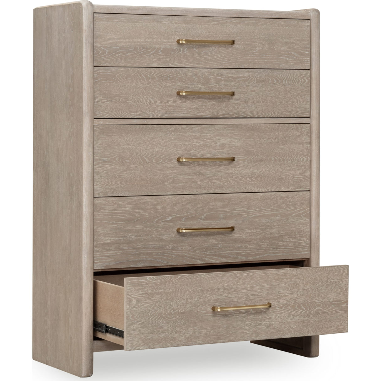 Gardenia Five Drawer Oak Wood Chest in Chai