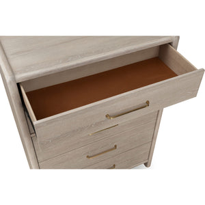 Gardenia Five Drawer Oak Wood Chest in Chai