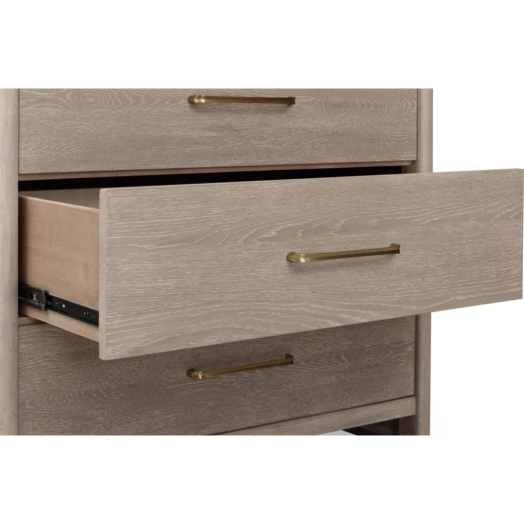Gardenia Five Drawer Oak Wood Chest in Chai