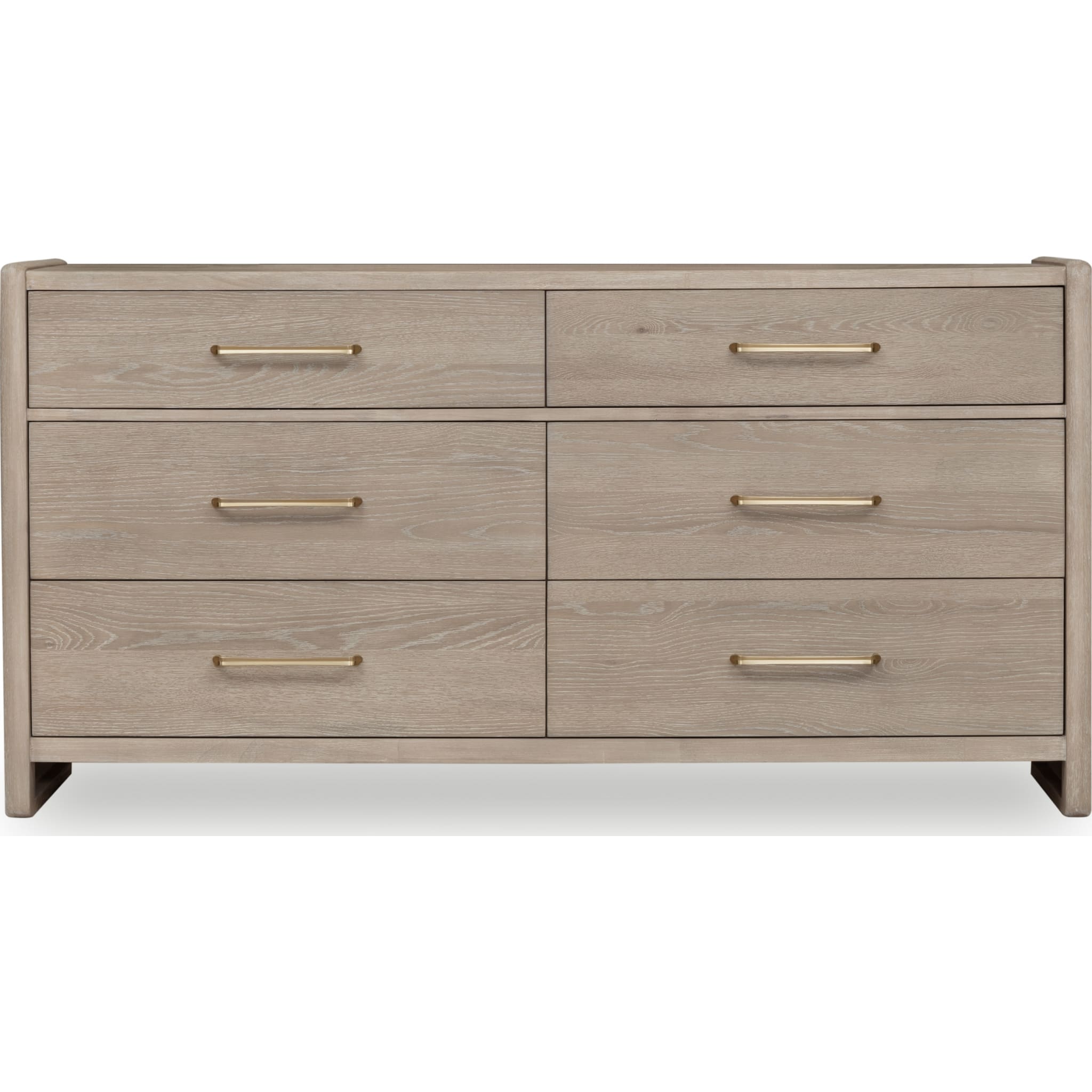 Gardenia Six Drawer Oak Wood Dresser in Chai