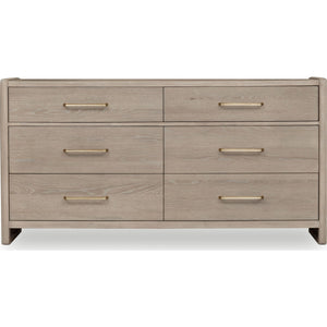 Gardenia Six Drawer Oak Wood Dresser in Chai