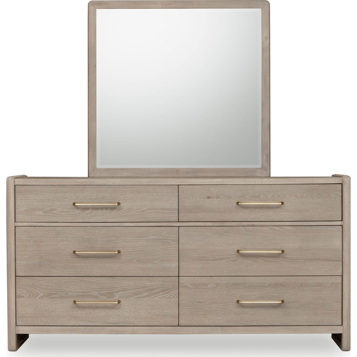 Gardenia Six Drawer Oak Wood Dresser in Chai