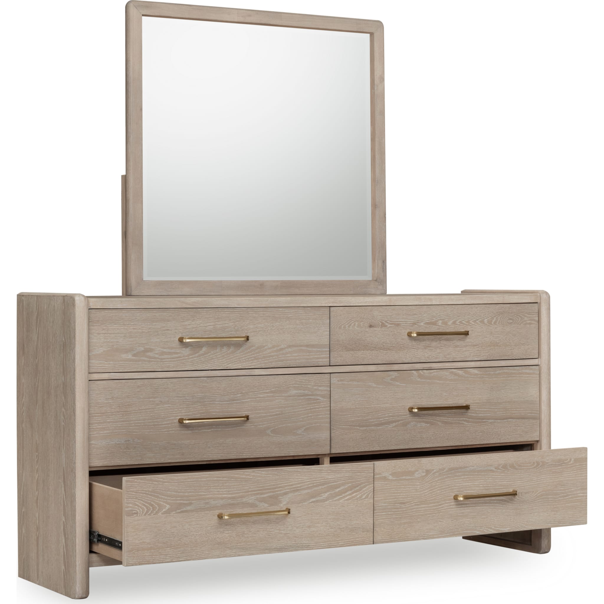 Gardenia Six Drawer Oak Wood Dresser in Chai