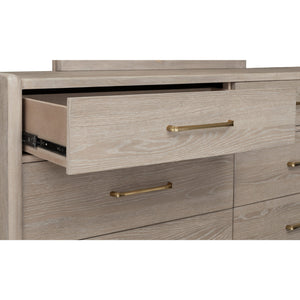 Gardenia Six Drawer Oak Wood Dresser in Chai