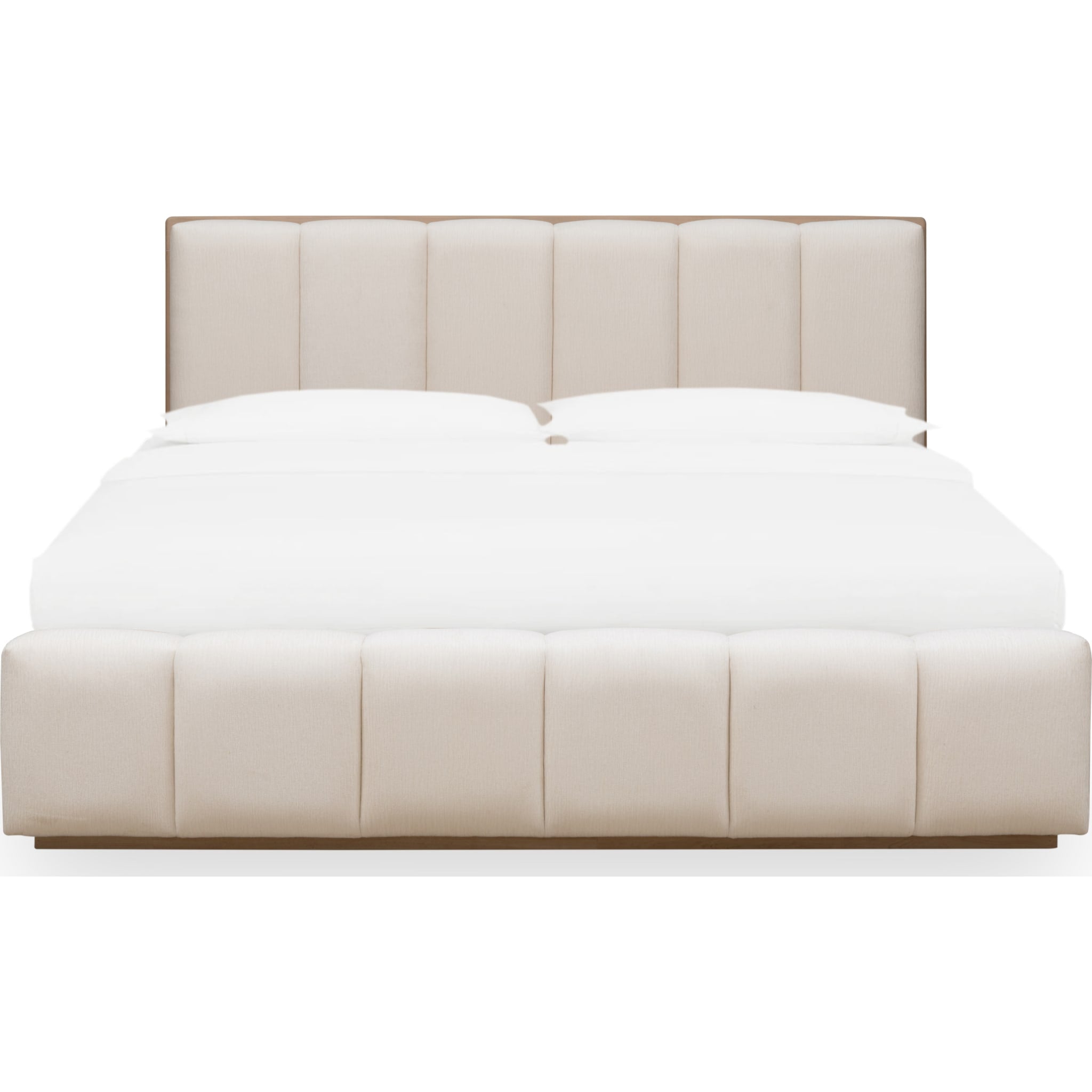 Gardenia Wood Frame Upholstered Platform Bed in Cotton and Chai