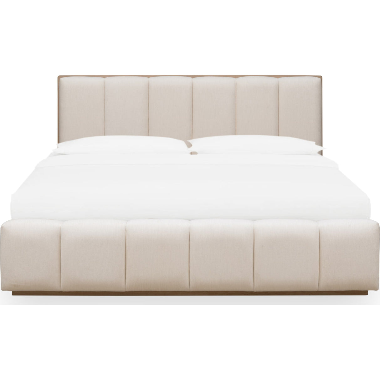 Gardenia Wood Frame Upholstered Platform Bed in Cotton and Chai