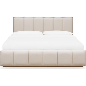 Gardenia Wood Frame Upholstered Platform Bed in Cotton and Chai